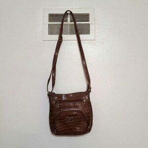 Brighton Croc-Embossed Leather Shoulder Bag